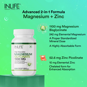 INLIFE Magnesium Glycinate with Zinc Picolinate Capsules Mineral Supplement for Adults Chelated Magnesium and Zinc Combination - Product Image 2