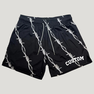 Shorts de malla de verano al por mayor con logo personalizado, shorts de malla de algodón para gimnasio y correr con cordón ajustable para hombre - Product Image 1