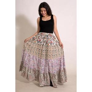 Cotton Patchwork <b>Long</b> <b>Skirt</b> for Women Handmade Indian Boho Maxi <b>Skirt</b> Casual Everyday Wear - Product Image 3