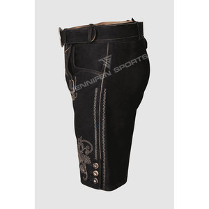 Pantalones Cortos de Cuero Bávaro Unisex, Cintura Alta Elástica, Transpirables, de Gamuza de Cabra Genuina, con Botón Frontal - Product Image 5