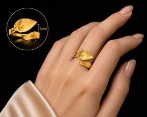 Anillo Apilable Clásico de Plata de Ley 925 Chapado en Oro de 18K con Diseño de Hojas, Banda Abierta, Joyería Fina Hecha a Mano para Mujer, Regalo - Product Image 4