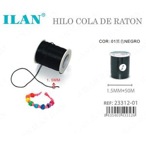 Filo di cotone nero da 1,5 mm x 50 m per braccialetti e lavori manuali - Product Image 3