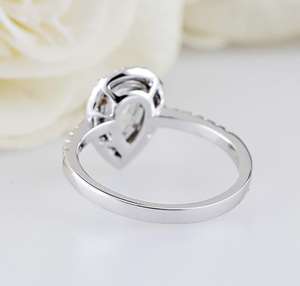Classic Pear Cut 1Ct Moissanite Halo <b>Ring</b> 925 Sterling Silver Rhodium Plated Wedding Elegant Promise For Partners - Product Image 2
