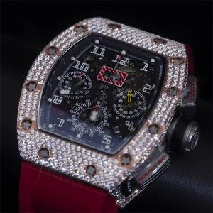 Luxury Men's Quartz Square Alloy Moissanite Tonneau Analog <b>Chronograph</b> Watch 41mm Sapphire Crystal Dial Stainless Steel Band ETA - Product Image 6