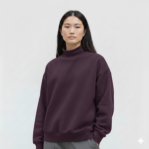 Nueva Moda, Sudadera de Mujer 100% Algodón Tejido, Hombros Caídos, Manga Larga, Cuello Alto Simulado, Corte Holgado, Personalizable, Ropa Deportiva para Chicas - Product Image 6