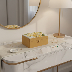 NOORIMS AKBAR HANDICRAFTS กล่องเก็บเครื่องประดับผ้า MDF ประดับด้วยลูกปัดลายดอกไม้ ทำด้วยมือ ความจุ 1-3 ลิตร กล่องจัดระเบียบงานปักหลากสี - Product Image 2