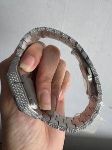 Montre personnalisée pour homme avec chiffres romains en moissanite et diamants, entièrement sertie, de luxe, à prix d'usine - Product Image 3