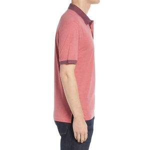 Chemise Homme Coupe Droite 100% Coton Piqué Col Rond Rouge Uni avec Bordure Contrastante Manches Longues Tissée Respirante Séchage Rapide - Product Image 2