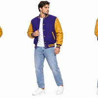 Blouson universitaire personnalisé pour hommes et femmes, design patchwork, vente en gros, en coton molletonné avec manches en cuir, style baseball, OEM ODM
