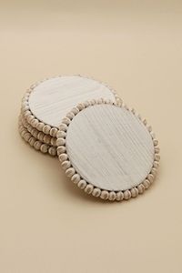 Ensemble de vaisselle de Noël, sous-verres ronds en bois avec motifs perlés pour boissons chaudes et décorations artisanales - Product Image 6