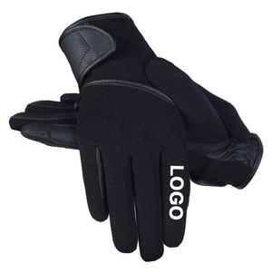 Gants d'équitation noirs à doigts entiers avec impression en silicone antidérapante, fermeture auto-agrippante, unisexe, pour usage extérieur estival - Product Image 4