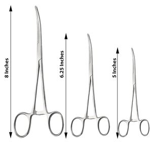 Kit de 6 pinces hémostatiques ultimes (tailles personnalisées) - Pinces de blocage droites et courbées en acier inoxydable, certifiées CE Classe I pour hôpitaux - Product Image 4