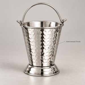 Cubo para salsa de acero inoxidable martillado con asa de alambre para servicio en el hogar y en restaurantes - Product Image 2