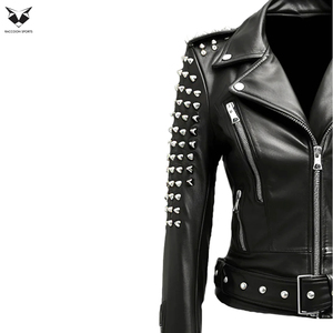 Make Your Own <b>Lightweight</b> Durable Comfortable Premium Quality Newest Style <b>Women</b> Outer Wear Studded Leather <b>Jackets</b> - Product Image 5