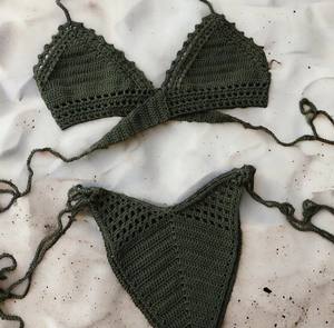 Traje de baño de punto, conjunto de bikini de ganchillo, 100% algodón. - Product Image 3