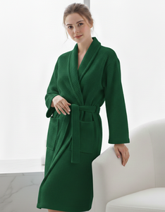 เสื้อคลุมอาบน้ำ 100% ผ้าฝ้ายวาฟเฟิลเทอร์รี่ เป็นมิตรกับสิ่งแวดล้อม ระบายอากาศได้ดี แห้งเร็ว แขนสั้น สไตล์คลาสสิก สำหรับซาวน่า แบบสั่งทำได้ ยูนิเซ็กส์ ผู้ชาย - Product Image 3