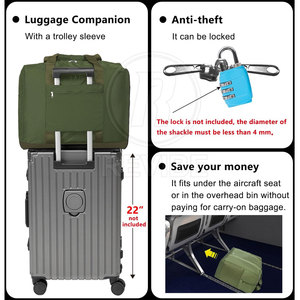 Bolsa de Lona Plegable de Nailon con Cierre, Ligera, Ecológica y de Calidad Premium para Gimnasio, Venta Directa de Fábrica 2026, para Hombre - Product Image 3