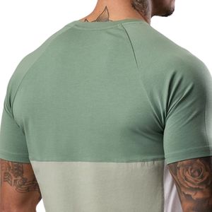 Camiseta deportiva de manga corta para hombre, con paneles en contraste, color verde salvia, transpirable, ligera, para gimnasio, fitness y deportes - Product Image 5