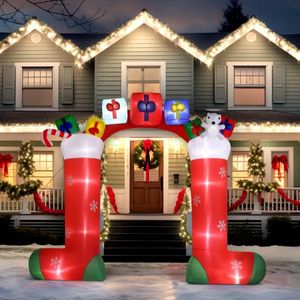24W 11 LED Lights 9ft Christmas Sock Arch Inflatable Outdoor Holiday Yard Decoration - Product Image 1