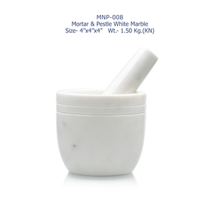 Mortero y Pilón de Mármol Blanco MNP-009, 5x5 Pulgadas, 1.50 Kg, Herramienta Manual para Moler Hierbas y Especias - Product Image 2