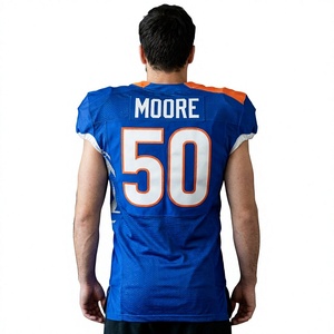 Jersey de Fútbol Americano Personalizado Azul y Naranja con Gráfico de Dragón Plateado y Número Personalizado – Uniforme Deportivo OEM - Product Image 2