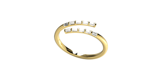 Bague de luxe en or 18 carats avec diamants baguette, ajustable, style enveloppant, sertie en canal, bande éternité, bijoux fins pour femme - Product Image 2
