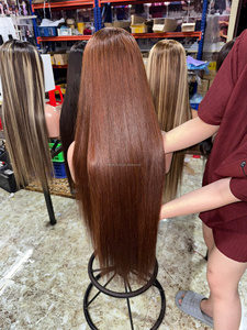 Perruque Lace Front Cheveux Longs Lisses Naturels Effet Raide avec Mélange Châtain et Blond 5x5 - Product Image 3