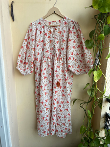 Vestido maxi de algodón floral bohemio estampado a mano con bordado y borlas estilo casual moda sostenible - Product Image 5