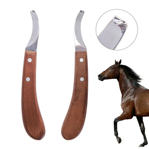 Cuchillo para pezuñas de caballo con mango de madera, cortador de acero inoxidable multifuncional para mano derecha o izquierda, herramientas de poda para patas de ganado y burros, 1 unidad - Product Image 1
