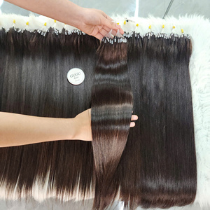 Latest Invention H6 Feather Human Hair <b>Extension</b> Invisible Line Cuticle Aligned <b>Micro</b> Loop Hand Tied Feathering Weft Hair - Product Image 3