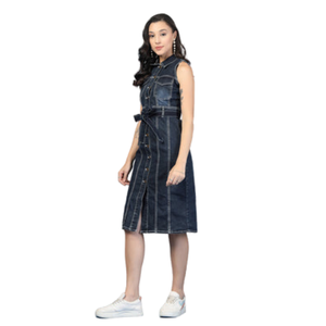 Vestido Midi Vaquero de Primera Calidad para Mujer, Estilo Casual para Uso Diario, Proveedor de Fábrica OEM ODM - Product Image 1