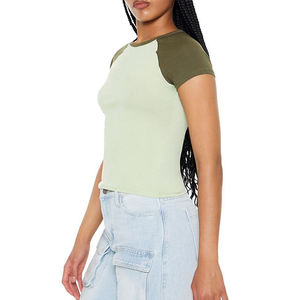 Camiseta de Algodón 100% para Primavera/Verano, Cuello Redondo, Manga Corta, Corte Holgado, Color Sólido, Estilo Casual, Tejido Jersey, Blanca, Corta, para Mujer - Product Image 5