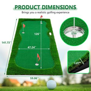 Tappetino da Golf per Putting di Alta Qualità 12x5 ft con 3 Buche e 3 Bandierine per Allenamento Indoor/Outdoor - Product Image 2
