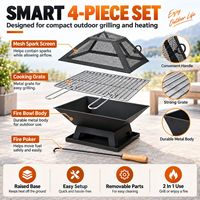 Brasero de jardin portable avec grille de cuisson et écran anti-étincelles pour jardin, terrasse, camping - Vente en gros