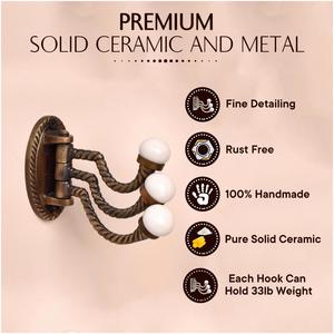 Porte-manteau et porte-serviettes mural décoratif vintage en céramique et fer forgé, fait main, style tourbillon antique pour la maison HK-697 - Product Image 2