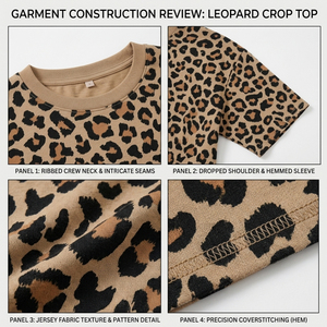 Leopard Print Crop Top Womens <b>Animal</b> <b>Pattern</b> Cropped T Shirt Wholesale Drop Shoulder Cheetah Tee Shirts Oversized Summer Tops - Product Image 6
