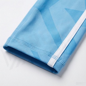High Waist Blue Geometric Print <b>Leggings</b> With <b>Pockets</b> Full Length Sporty Stretch Breathable Quick Dry Women's Yoga Pants - Product Image 6