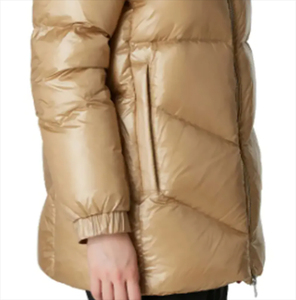 Veste matelassée en or pour femmes, à capuche, manches longues, chaude pour l'hiver, épaisse, rembourrée de cuir, doublure en nylon respirante, couleur unie - Product Image 4