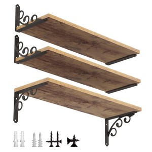 Acacia <b>Wood</b> with Cast Iron wooden wall shelves and floating shelves OEM Custom Wholesale | Aqdus Saleem India - Product Image 4