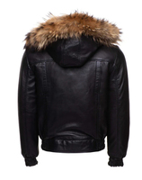 Glory Custom - Veste d'hiver en cuir d'agneau personnalisée pour homme - Nouvelle veste noire tendance avec capuche en fourrure