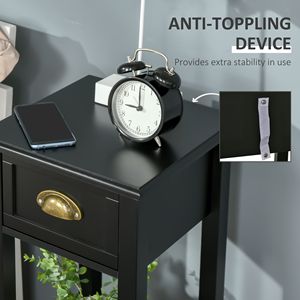 Comodino Sottile in Metallo a 2 Ripiani con Maniglia e Cassetto, Tavolino Laterale Durevole e Stretto per Risparmiare Spazio in Soggiorno o Corridoio - Product Image 6
