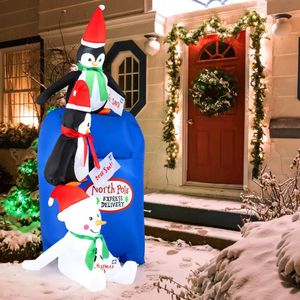 Pingüinos inflables de Navidad iluminados de 6 pies y muñeco de nieve Decoraciones de patio de vacaciones al aire libre con luces LED integradas - Product Image 1