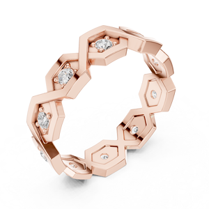 แหวนเพชรสีโรสโกลด์ ดีไซน์ Eternity Band เพชรเลี้ยงในห้องปฏิบัติการ เครื่องประดับเจ้าสาวสำหรับงานแต่งงานและของขวัญวันครบรอบ - Product Image 4