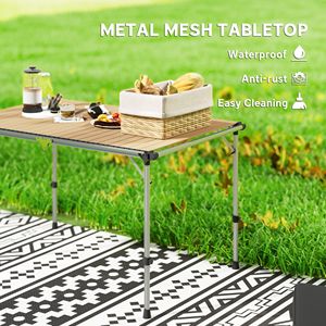 Tavolo da Campeggio Pieghevole in Alluminio Regolabile in Altezza, Tavolo Portatile per Picnic, Spiaggia e Barbecue - Product Image 4