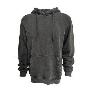 Best Selling Winter Acid Wash Fleece Hoodie Custom Color Plain <b>Men</b> Eco-Friendly Breathable 100% Cotton Loose Fit Lined - Product Image 1