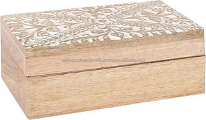 Handmade Decorative Carved Wooden <b>Boxes</b> Home Office Locking Wood Storage Hinged Lid Keepsake Carved Wooden Box - Product Image 3