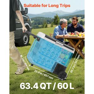 Frigorifero Portatile per Auto 12 Volt, Capacità 63.4QT/60L, Frigo Elettrico con Ruote e Maniglia, 468 Fahrenheit, Compatibile 12/24V DC, Spina EU - Product Image 2