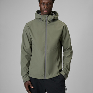 Chaqueta con capucha softshell personalizada para hombre, informal, para exteriores, con cremallera completa, resistente al agua y al viento, con bolsillos utilitarios, ligera. - Product Image 1