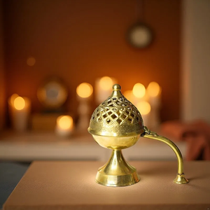 Quemador de Incienso de Latón Chapado en Oro de Primera Calidad, Estilo Náutico, Dhoop Dani, para el Hogar, Templo, Aromaterapia y Ceremonias Religiosas - Product Image 4