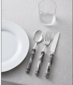 Ensemble de couverts vintage en acier inoxydable avec manche en marbre, 4 pièces, passe au lave-vaisselle, pour table de mariage - Product Image 5